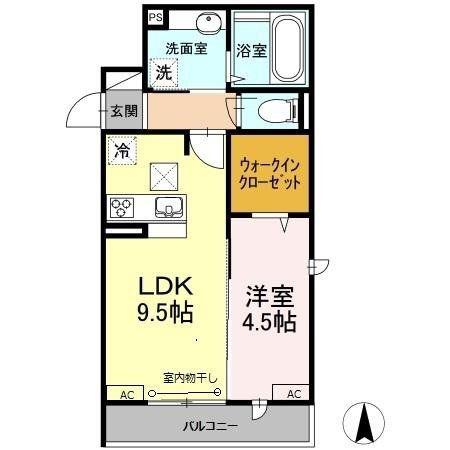 リクライン(1LDK/1階)の間取り写真