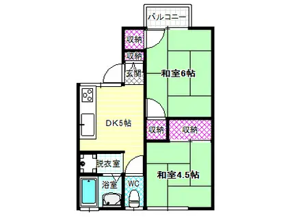 乾ハイツA棟(2DK/1階)の間取り写真