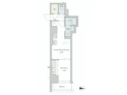 ブリリアイスト池尻大橋(1LDK/1階)の間取り写真