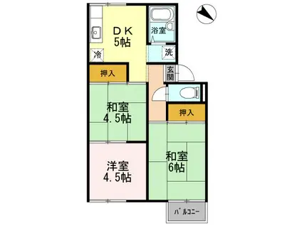 MKハイツ I棟(3DK/2階)の間取り写真