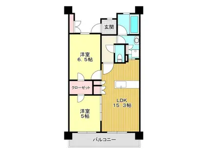 ローレルコート津新町(2LDK/7階)の間取り写真