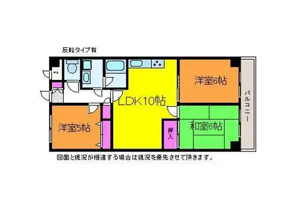 ホポロ東万代(3LDK/1階)の間取り写真