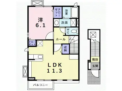 ラシュレ(1LDK/2階)の間取り写真