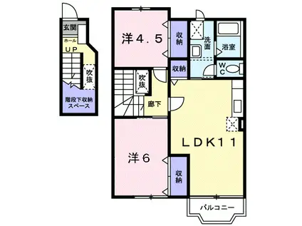 ラ・フォーレソコ A棟(2LDK/2階)の間取り写真