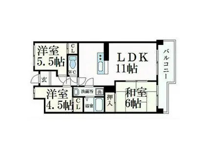シティガーデン広畑(3LDK/2階)の間取り写真
