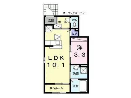 フラン・フジ(1LDK/1階)の間取り写真
