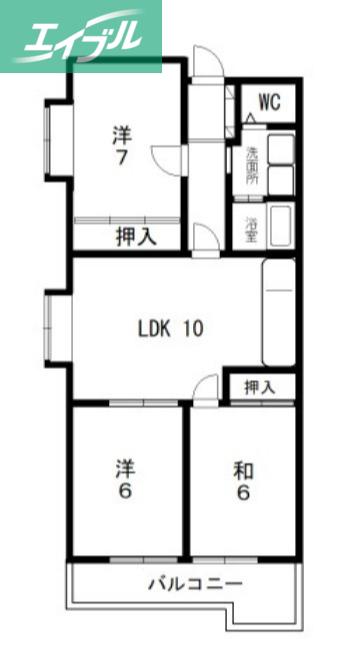 リビエール西坂(3DK/2階)の間取り写真