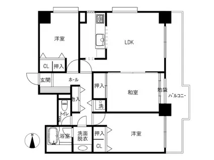 ダイアパレス小松(3LDK/9階)の間取り写真