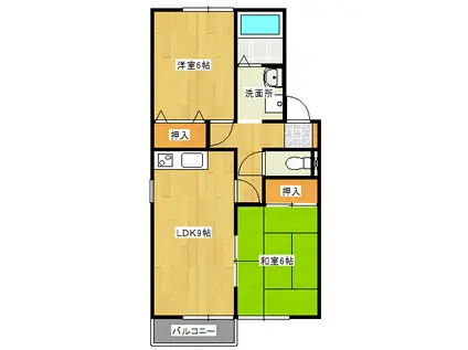 パレアナハウスC(2LDK/1階)の間取り写真