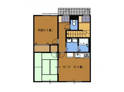 サニーヒルII(2DK/1階)の間取り写真