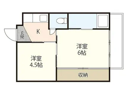 ビレッジハウス安古市 4号棟(2K/1階)の間取り写真