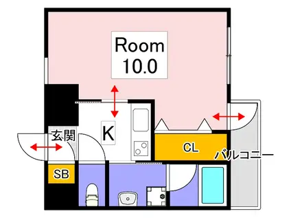 CASA GRANDE医大前(1K/6階)の間取り写真