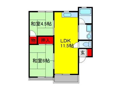 スターハイツ・E-I(2LDK/2階)の間取り写真