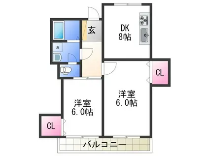 グレイスピア吹上(2DK/3階)の間取り写真