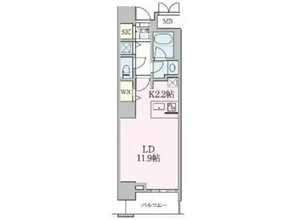 ロイヤルパークスタワー南千住(1K/13階)の間取り写真