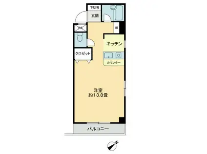 ビブラン宇多津(ワンルーム/3階)の間取り写真