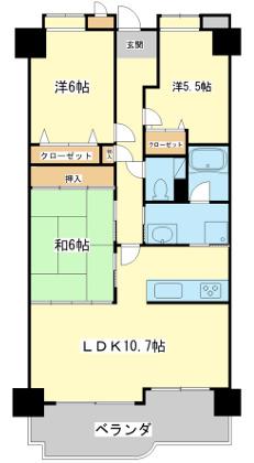 サンパティック的形(3LDK/9階)の間取り写真