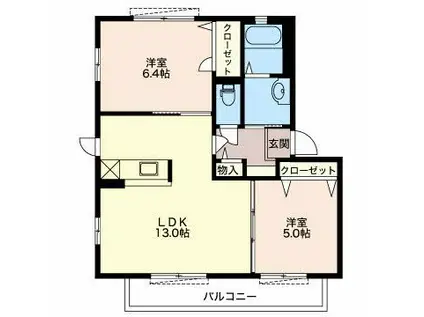 メゾンリュミシーリ(2LDK/2階)の間取り写真