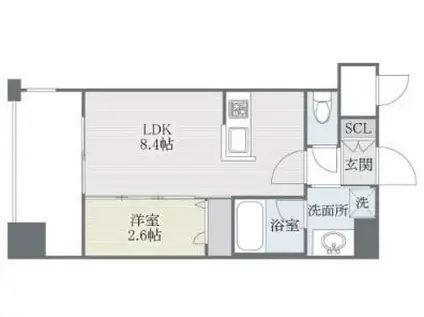 ラクラス博多(1LDK/6階)の間取り写真