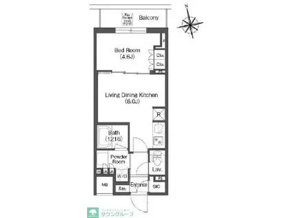 コンフォリア東上野(1LDK/13階)の間取り写真