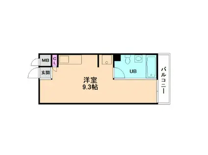 是空十三(ワンルーム/3階)の間取り写真