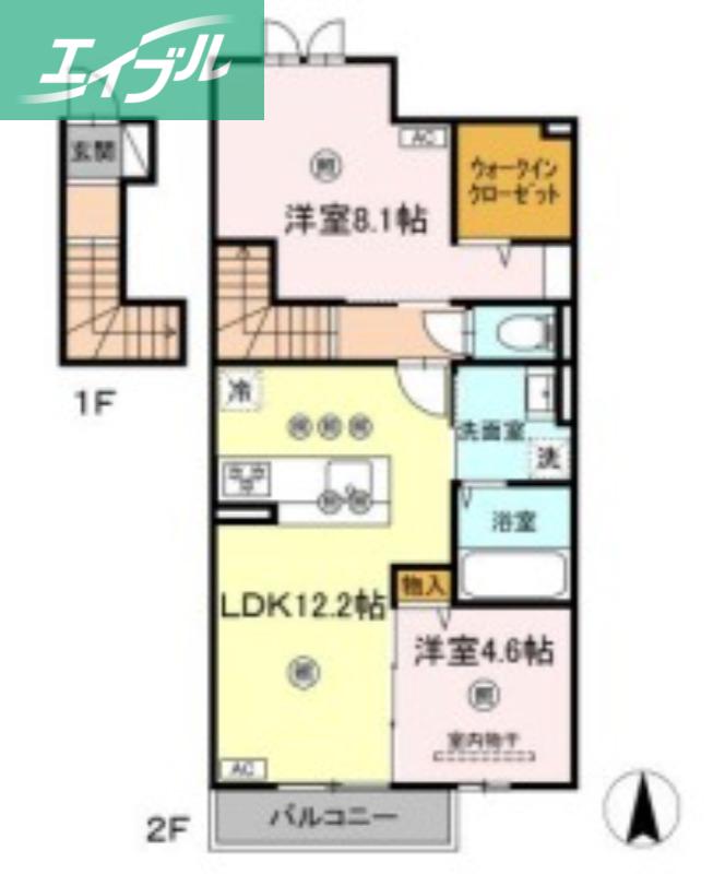 ナイス 二番館(2LDK/2階)の間取り写真