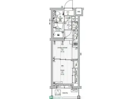 PREMIUM CUBE 世田谷MO(1DK/1階)の間取り写真