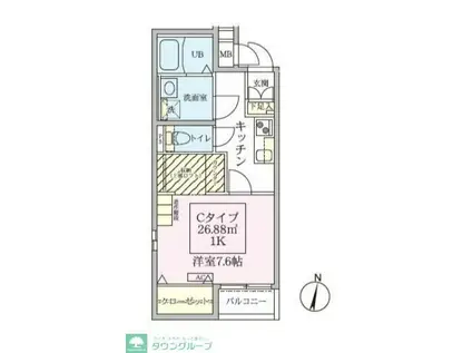 スカイルーチェ南浦和(1K/4階)の間取り写真