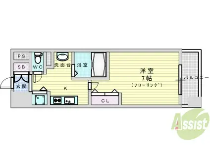 アーデン江坂(1K/3階)の間取り写真