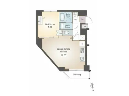 GENOVIA新御徒町SKYGARDEN(1LDK/5階)の間取り写真