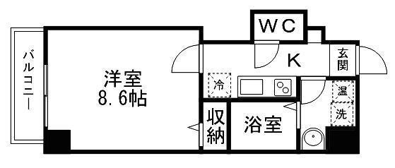STUDIO原町(1K/8階)の間取り写真