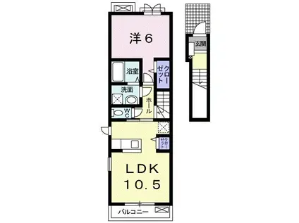 コートジュネスB(1LDK/2階)の間取り写真