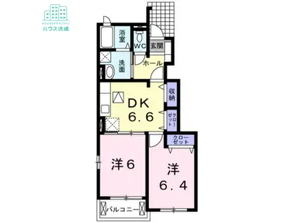 ジェントリーI(2DK/1階)の間取り写真