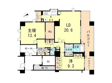 西宮マリナパークシティ港のまちハーバーヴィラ南棟(2LDK/11階)の間取り写真