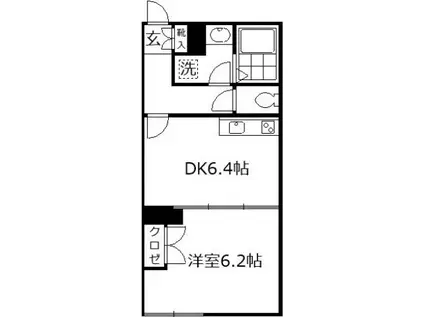 早稲田鶴巻町IMAハウス(1DK/1階)の間取り写真