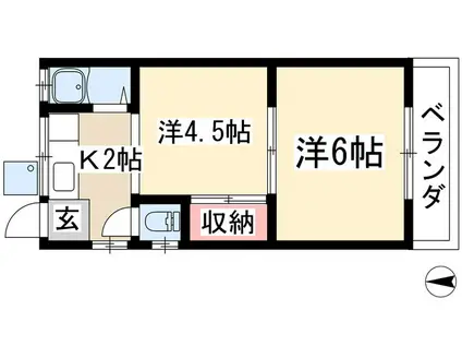 ハイツ森(2K/2階)の間取り写真