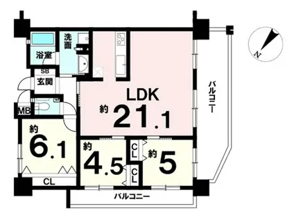 プレサンスロジェ名護宇茂佐ヴォール(3LDK/9階)の間取り写真