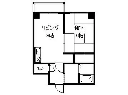 第一タテダビル(1DK/5階)の間取り写真