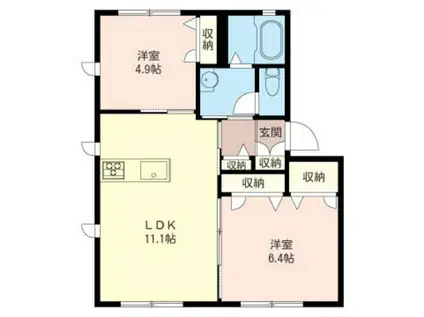 ミル フルール A(2LDK/2階)の間取り写真