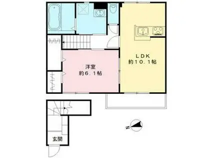 エスペランサ B棟(1LDK/2階)の間取り写真