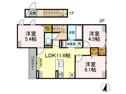 セレスティア石神井台II 旧練馬区石神井台2丁目PJ(2LDK/2階)の間取り写真