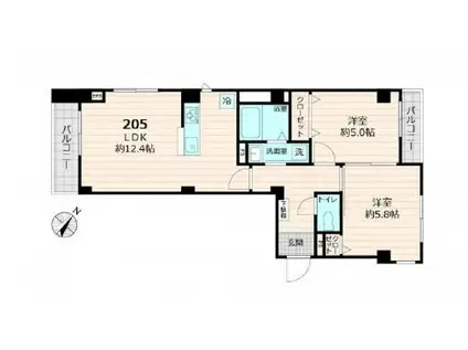 ラヴィデ香風園(2LDK/3階)の間取り写真