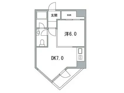 中銀高輪マンシオン(1DK/6階)の間取り写真