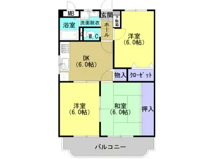 ユーミーレインボー(3DK/1階)の間取り写真