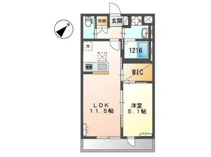 ペルルV(1LDK/2階)の間取り写真