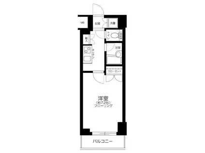 パレステュディオ新宿パークサイド(1K/10階)の間取り写真
