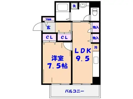 妙典オリモトハイツ(1LDK/2階)の間取り写真