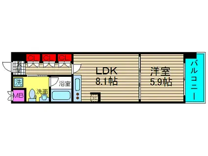 エグゼレジデンスタワー(1LDK/17階)の間取り写真