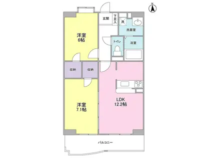 ガーデンコート浦和東(2LDK/7階)の間取り写真