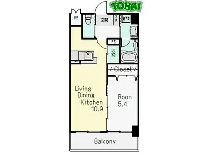 MAPLE利平治(1LDK/4階)の間取り写真